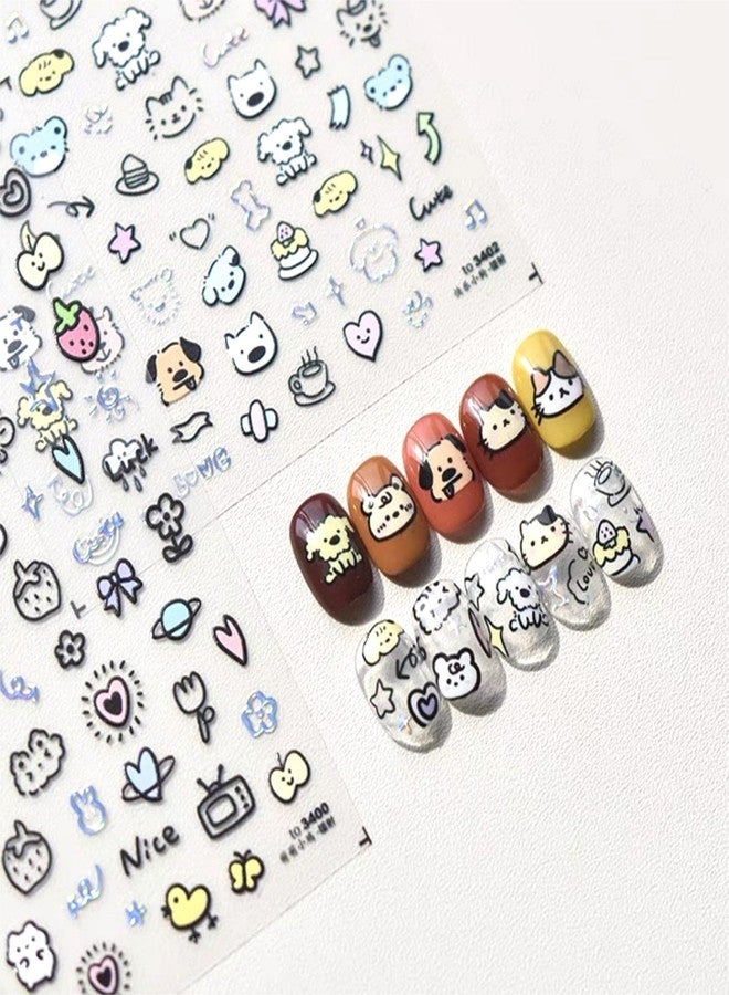 Dedyel 5D Embossed Cute Nail Art Stickers Cartoon Kawaii Design Anime Self Adhesive Nail Stickers for Women Kids Girls Nails Art Decorations - Image 1